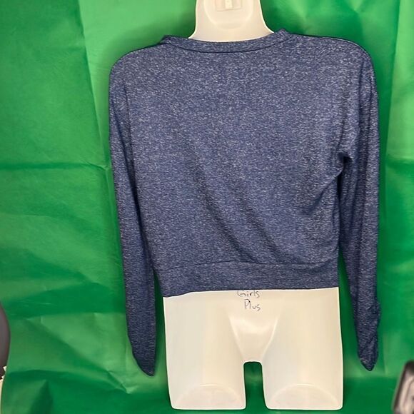 Zella Girls Blue Ling Sleeve Crop Top Small - Picture 6 of 11